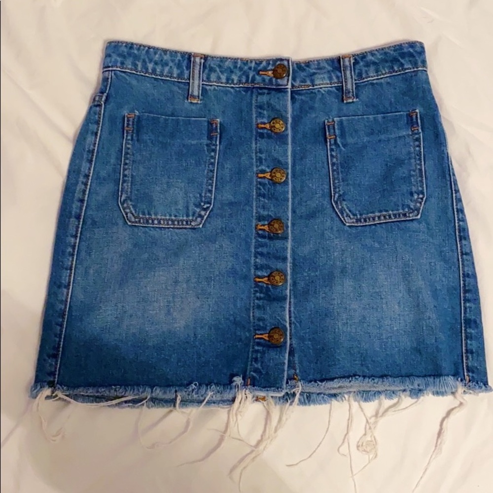 BDG button down denim skirt